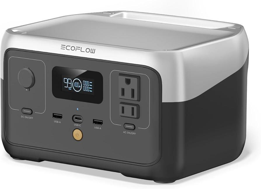 ECOFLOW Portable Power Station RIVER 2, 256Wh LiFeP04 Battery/ 1 Hour Fast Charging, Up To 600W Output, for Laptop, Blender, Light Home Use & outdoor, 5-year Warranty